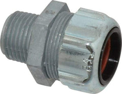 Thomas & Betts - 1/2 to 5/8" Cable Capacity, Liquidtight, Straight Strain Relief Cord Grip - 1/2 NPT Thread, 1-3/4" Long, Iron & Zinc - Exact Industrial Supply