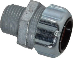 Thomas & Betts - 5/8 to 3/4" Cable Capacity, Liquidtight, Straight Strain Relief Cord Grip - 1/2 NPT Thread, 1-3/4" Long, Iron & Zinc - Exact Industrial Supply