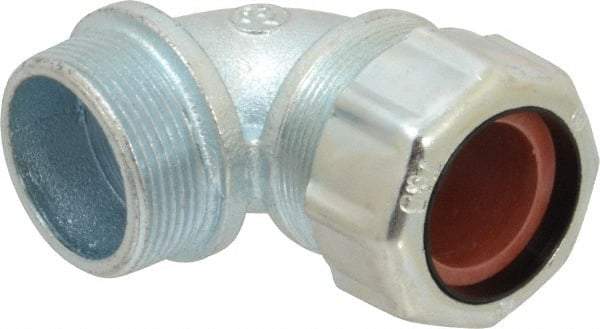 Thomas & Betts - 1 to 1-3/16" Cable Capacity, Liquidtight, Elbow Strain Relief Cord Grip - 1-1/2 NPT Thread, Iron - Exact Industrial Supply