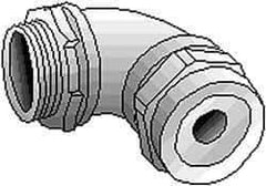 Thomas & Betts - 7/8 to 0.985" Cable Capacity, Liquidtight, Elbow Strain Relief Cord Grip - 1 NPT Thread, Iron - Exact Industrial Supply