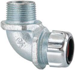 Thomas & Betts - 0.62 to 3/4" Cable Capacity, Liquidtight, Elbow Strain Relief Cord Grip - 3/4 NPT Thread, Iron - Exact Industrial Supply