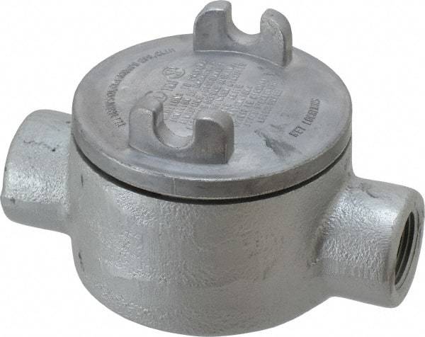 Thomas & Betts - (2) 3/4" Knockouts, Iron Round GUAC - 3-1/2" Overall Width x 2" Overall Depth - Exact Industrial Supply