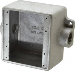 Thomas & Betts - 2 Gang, (2) 3/4" Knockouts, Iron Rectangle Device Box - Zinc Plated - Exact Industrial Supply