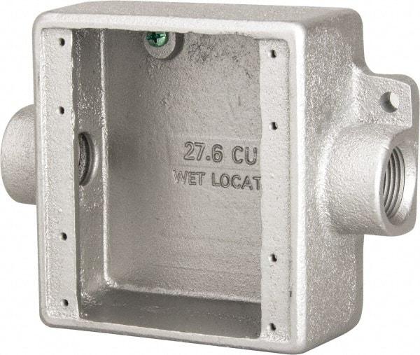 Thomas & Betts - 2 Gang, (2) 3/4" Knockouts, Iron Rectangle Device Box - 4.63" Overall Height x 5.38" Overall Width x 2" Overall Depth - Exact Industrial Supply