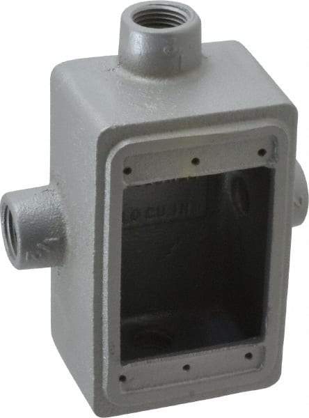 O-Z/Gedney - 1 Gang, 1/2" Knockouts, Iron Rectangle Device Box - Aluminum Enamel, Zinc Electroplated - Exact Industrial Supply