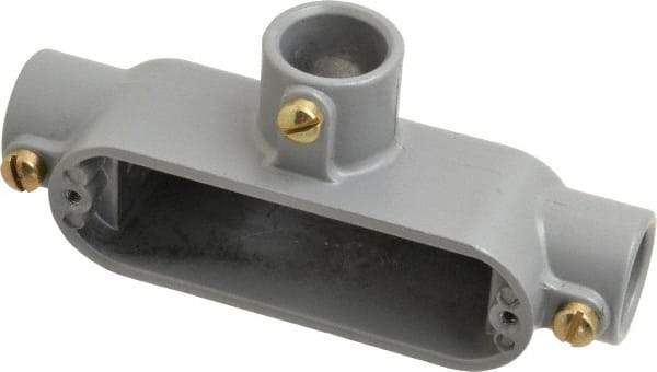 Hubbell Killark - Form Set Screw, T Body, 3/4" Trade, EMT Aluminum Conduit Body - Oval, 6-1/16" OAL, 7 cc Capacity - Exact Industrial Supply