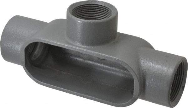 Hubbell Killark - Form 7, T Body, 1-1/2" Trade, IMC, Rigid Iron Conduit Body - Oval, 8-7/16" OAL, 27 cc Capacity, Gray, Hazardous & Wet Locations - Exact Industrial Supply