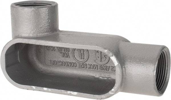 Hubbell Killark - Form 7, LL Body, 1-1/4" Trade, IMC, Rigid Iron Conduit Body - Oval, 6-13/16" OAL, 19-1/2 cc Capacity, Gray, Hazardous & Wet Locations - Exact Industrial Supply