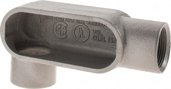 Hubbell Killark - Form 7, LR Body, 1-1/4" Trade, IMC, Rigid Iron Conduit Body - Oval, 6-13/16" OAL, 19-1/2 cc Capacity, Gray, Hazardous & Wet Locations - Exact Industrial Supply