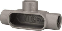 Hubbell Killark - Form 7, T Body, 1-1/4" Trade, IMC, Rigid Iron Conduit Body - Oval, 8 & 11-7/8" OAL, 20 cc Capacity, Gray, Hazardous & Wet Locations - Exact Industrial Supply