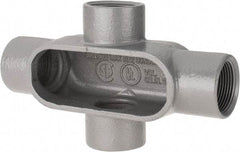 Hubbell Killark - Form 7, X Body, 1-1/4" Trade, IMC, Rigid Iron Conduit Body - Oval, 8 & 9-1/2" OAL, 20 cc Capacity, Gray, Hazardous & Wet Locations - Exact Industrial Supply