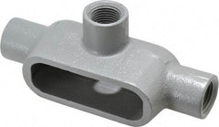 Hubbell Killark - Form 7, T Body, 1/2" Trade, IMC, Rigid Iron Conduit Body - Oval, 5-11/16" OAL, 6.2 cc Capacity, Gray, Hazardous & Wet Locations - Exact Industrial Supply