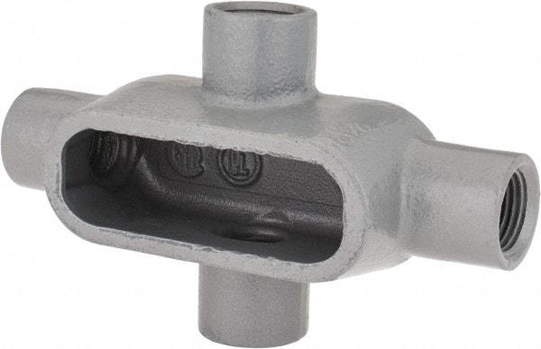 Hubbell Killark - Form 7, X Body, 1/2" Trade, IMC, Rigid Iron Conduit Body - Oval, 5-11/16" OAL, 6.2 cc Capacity, Gray, Hazardous & Wet Locations - Exact Industrial Supply