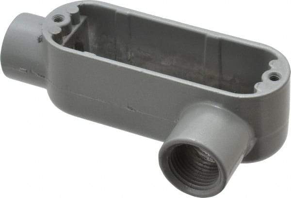 Hubbell Killark - Form 85, LL Body, 1/2" Trade, IMC, Rigid Aluminum Conduit Body - Oval, 4-5/8" OAL, 4 cc Capacity, Hazardous & Wet Locations - Exact Industrial Supply