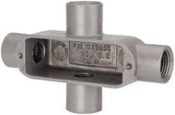 Hubbell Killark - Form 85, X Body, 1/2" Trade, IMC, Rigid Aluminum Conduit Body - Oval, 5-3/8" OAL, 4 cc Capacity, Hazardous & Wet Locations - Exact Industrial Supply