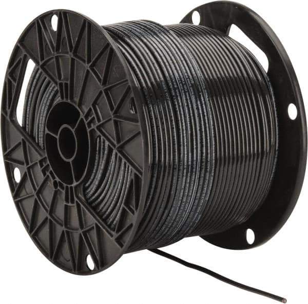 Southwire - THHN/THWN, 12 AWG, 20 Amp, 500' Long, Solid Core, 1 Strand Building Wire - Black, Thermoplastic Insulation - Exact Industrial Supply