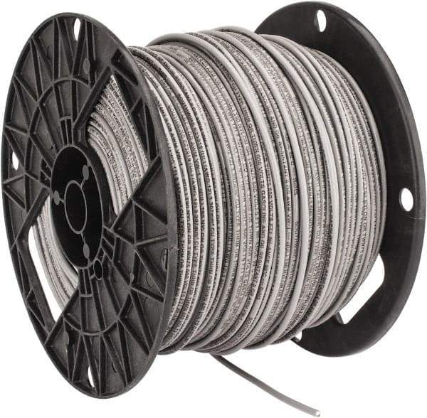 Southwire - THHN/THWN, 12 AWG, 20 Amp, 500' Long, Solid Core, 1 Strand Building Wire - Gray, Thermoplastic Insulation - Exact Industrial Supply