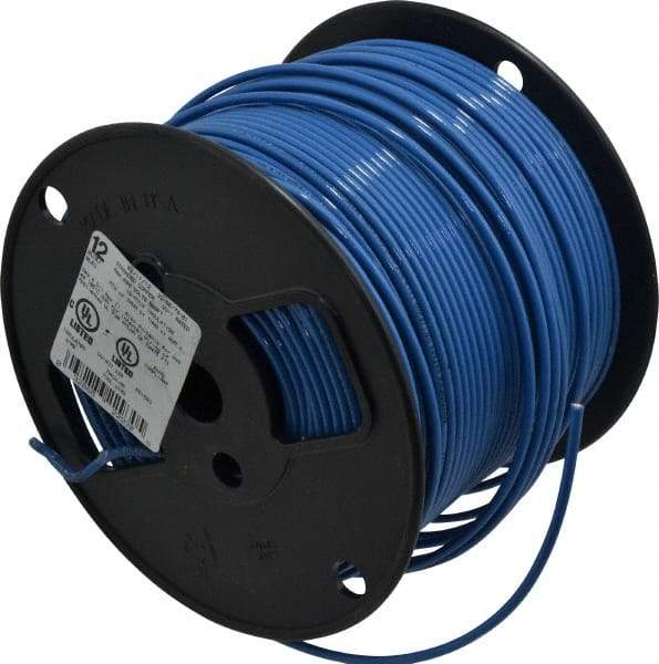 Southwire - THHN/THWN, 12 AWG, 20 Amp, 500' Long, Stranded Core, 19 Strand Building Wire - Blue, Thermoplastic Insulation - Exact Industrial Supply