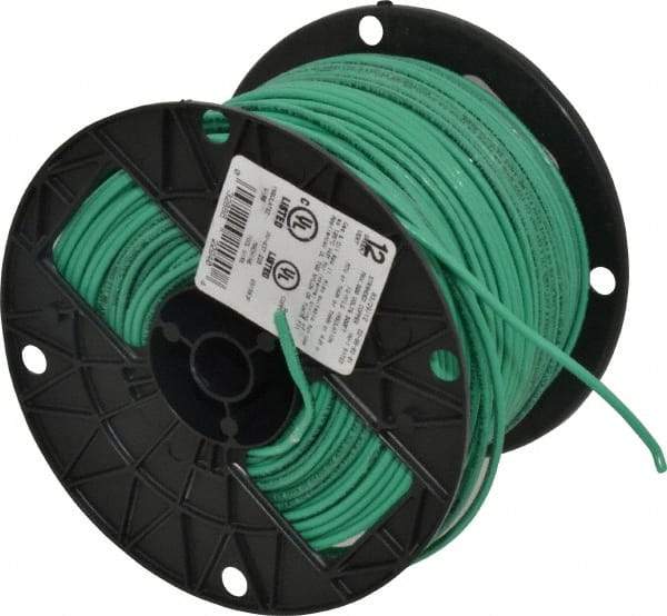 Southwire - THHN/THWN, 12 AWG, 20 Amp, 500' Long, Stranded Core, 19 Strand Building Wire - Green, Thermoplastic Insulation - Exact Industrial Supply
