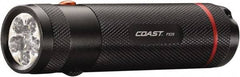 Coast Cutlery - White, Red LED Bulb, 155 Lumens, Industrial/Tactical Flashlight - Black Aluminum Body, 3 AAA Batteries Included - Exact Industrial Supply