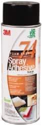 3M - 24 oz Aerosol Orange Spray Adhesive - High Tack, 200°F Heat Resistance, 50 Sq Ft Coverage, Medium Strength Bond, 30 min Max Bonding Time, Flammable, Series 74 - Exact Industrial Supply