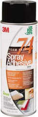 3M - 24 oz Aerosol Clear Spray Adhesive - High Tack, 200°F Heat Resistance, 50 Sq Ft Coverage, Medium Strength Bond, 30 min Max Bonding Time, Flammable, Series 74 - Exact Industrial Supply