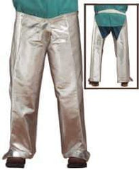PRO-SAFE - Aluminized Blended Kevlar Hip Leggings - No Pockets, Silver/Yellow - Exact Industrial Supply