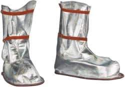 PRO-SAFE - Men's 9-12 Aluminized Overboots - 12" High, Plain Toe, Nonslip Sole, Aluminized Carbon Kevlar Upper, Silver - Exact Industrial Supply