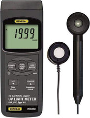 General - 9 Volt Battery, LCD Display, Light Meter - 4 Accuracy, Compatible with UVA, UVC Lighting, SD Card - Exact Industrial Supply