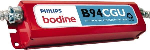 PHILIPS bodine - 1 Lamp, 120-277 Volt, 4 Pin Twin, Quad, Triple Twin Tube Compact Fluorescent Emergency Ballast - 0 to 39, 40 to 79 Watt, 300 to 750 Lumens, 90 min Run Time, 2 Inch Long x 9-1/2 Inch Wide x 2-1/2 Inch High - Exact Industrial Supply