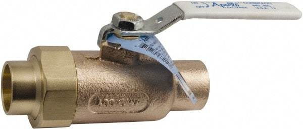 Conbraco - 2" Pipe, Standard Port, Bronze Single Union Ends Ball Valve - Bi-Directional, Union/Soldered x Union/Soldered Ends, Lever Handle, 600 WOG, 150 WSP - Exact Industrial Supply