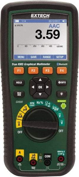 Extech - GX900, CAT III, 1,000 VAC/VDC, True RMS Wireless Multimeter - 50 mOhm, Measures Voltage, Capacitance, Frequency, Resistance, Temperature - Exact Industrial Supply