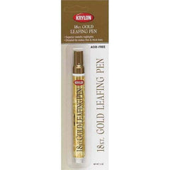 Krylon - 0.33 oz Gold Metallic Finish Paint Pen - Leafing, Direct to Metal, 875 gL VOC Compliance - Exact Industrial Supply