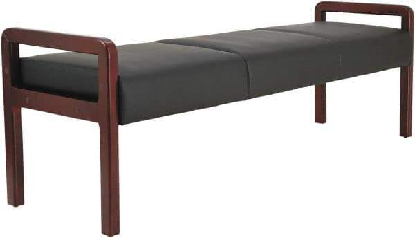 ALERA - Black & Mahogany Leather Reception Lounge - 65-3/4" Wide x 22.88" High - Exact Industrial Supply