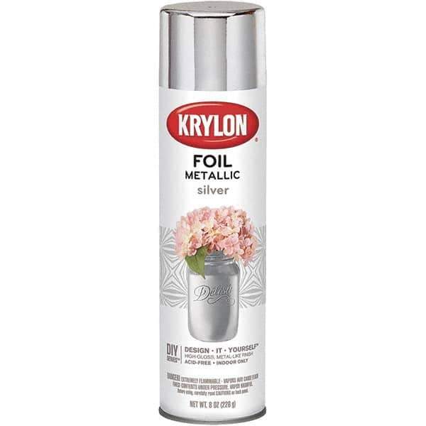 Krylon - Silver Foil, Gloss, Metallic Spray Paint - 8 oz Container - Exact Industrial Supply