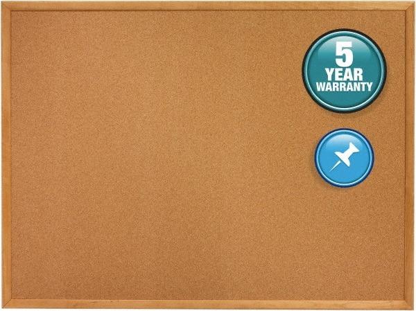 Quartet - 24" Wide x 18" High Open Cork Bulletin Board - Natural (Color) - Exact Industrial Supply