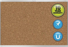 Quartet - 48" Wide x 36" High Open Cork Bulletin Board - Natural (Color) - Exact Industrial Supply