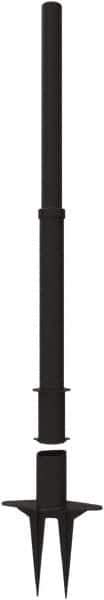 Banner Stakes - 22 to 42" High, 2-3/8" Pole Diam, Stanchion - 9" Base Diam, Removable Spike Nylon Base, Black Plastic Post, For Outdoor Use - Exact Industrial Supply