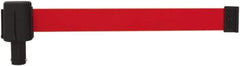 Banner Stakes - 6.61" High x 15' Long x 2-1/2" Wide Retractable Barrier Belt - Plastic & Polyester, Matte Finish, Red, Use with Banner Stakes Plus Stanchion, Banner Stakes Plus Base - Exact Industrial Supply