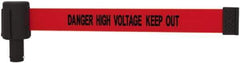 Banner Stakes - 6.61" High x 15' Long x 2-1/2" Wide Retractable Barrier Belt - Plastic & Polyester, Matte Finish, Red, Use with Banner Stakes Plus Stanchion, Banner Stakes Plus Base - Exact Industrial Supply