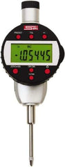 SPI - 0 to 1" Range, 0.00005" Graduation, Electronic Drop Indicator - Flat & Center Lug Back, Accurate to 0.0002", English & Metric System, LCD Display - Exact Industrial Supply