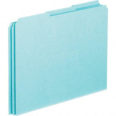 Pendaflex - 8-1/2 x 11" 100 Tabs, Unpunched, Blank Top Tab File Guides - Blue - Exact Industrial Supply