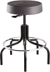 Bevco - 14 Inch Wide x 14-1/2 Inch Deep x 30 Inch High, Tubular Steel Base, Adjustable Height Swivel Stool - Polyurethane Seat, Graphite - Exact Industrial Supply