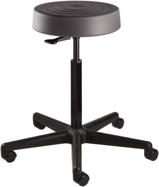Bevco - 14 Inch Wide x 14-1/2 Inch Deep x 34 Inch High, Reinforced Black Nylon Base, Adjustable Height Swivel Stool - Polyurethane Seat, Graphite - Exact Industrial Supply