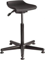 Bevco - 14 Inch Wide x 14 Inch Deep x 32 Inch High, Reinforced Black Nylon Base, Adjustable Height Swivel Stool - Polyurethane Seat, Black - Exact Industrial Supply