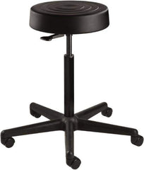 Bevco - 14 Inch Wide x 14-1/2 Inch Deep x 28-1/4 Inch High, Reinforced Black Nylon Base, Adjustable Height Swivel Stool - Polyurethane Seat, Black - Exact Industrial Supply