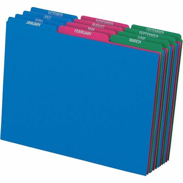 Pendaflex - 8-1/2 x 11" 12 Tabs, Unpunched, Preprinted Divider - Assorted Color Tabs, Assorted Folder - Exact Industrial Supply