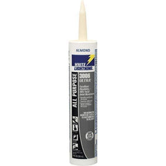 White Lightning - 10 oz Tube Almond Acrylic Latex & Silicone Joint Sealant - -30 to 180°F Operating Temp, 10 min Tack Free Dry Time, 5 to 7 Days Full Cure Time - Exact Industrial Supply