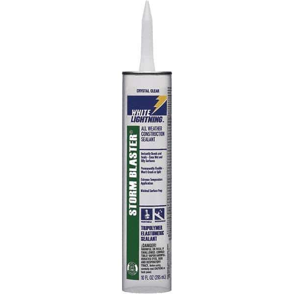 White Lightning - 10 oz Tube Clear Tetrachloroethylene Caulk - -40 to 180°F Operating Temp, 120 min Tack Free Dry Time, 96 hr Full Cure Time - Exact Industrial Supply