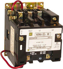 Square D - 2 Pole, 110 Coil VAC at 50 Hz and 120 Coil VAC at 60 Hz, 18 Amp NEMA Contactor - Open Enclosure, 50 Hz at 110 VAC and 60 Hz at 120 VAC - Exact Industrial Supply